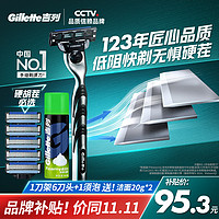 移动端、京东百亿补贴：吉列 剃须刀手动 锋速 1刀架6刀头+50g剃须膏 3层刀片 刮胡刀手动 自用送礼礼盒 生日礼物送男生