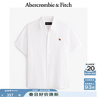 Abercrombie & Fitch 男装经典小麋鹿刺绣LOGO通勤牛津短袖衬衫 KI125-5084