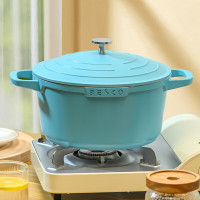 倍思勒 BESCO 珐琅锅汤锅大容量家用麦饭石不粘双耳煲汤锅炖锅电磁炉燃气灶通用 马尔斯绿 24cm