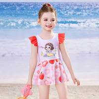 迪士尼美人鱼公主儿童泳衣宝宝女童2025小童可温泉游泳衣女孩泳装 橘子红 【独立底裤】卡码拍大 110 【高110-120cm重40-50斤】
