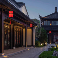 千岳户外防水中式大门屋檐吊灯庭院宫廷凉亭过道长廊连廊阳台室外灯具 吉祥灯笼/大号宽33cm/红色灯罩