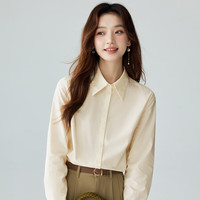 茵曼复古衬衫女秋冬时尚薄打底外穿长袖衬衣上衣 田园杏-提花面料 S
