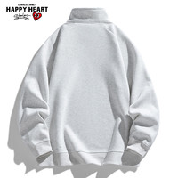 查尔斯桃心美式校园风条纹半拉链立领套头长袖卫衣男春季运动 花白灰 3XL