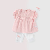 JELLYBABY女童夏装衬衣宝宝上衣夏季女孩娃娃衫儿童短袖衬衫 粉色 130 130cm