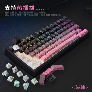 SKYLOONG小呆虫GK75HE磁轴键盘电竞游戏客制化有线连接 RT0.01 全键热插拔 gasket结构8K+128K无畏契约CSGO GK75HE-侧刻黑莓等高线-蓝冰磁轴