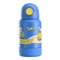 乐吉仕保温杯女生316不锈钢水杯儿童上学大容量杯子水壶 淡雅蓝420ML儿童壶礼盒装