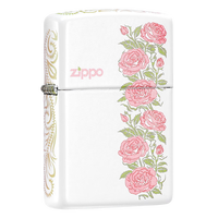 ZIPPO防风煤油打火机 密语蔷薇 热恋玫瑰 彩印白哑漆个性正品煤油火机 专属升级装(油+火石+礼盒礼袋)
