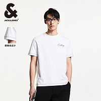 杰克琼斯 杰克·琼斯（JACK&JONES）男装25年短袖T恤男士夏季100%纯棉圆领潮流休闲明线字母高端半袖 A06本白色 M