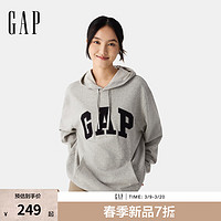 Gap 男女装2025春季贴布绣logo连帽衫卫衣经典上衣美版868453 灰色 XS 美码 S亚洲码175/88A