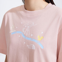 北面（The North Face）休闲短袖女款T恤望远镜棉质宽松透气24秋季|8ASQ LK6/柔雾粉 M /160