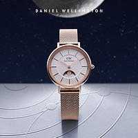 Daniel Wellington 丹尼尔惠灵顿 DW手表女 小月曲系列月光白月相腕表女士轻奢石英表