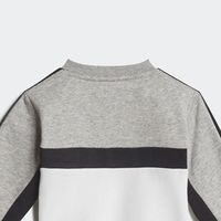 adidas阿迪达斯三叶草婴童套装官网圆领复古拼接百搭休闲套头衫 HB6210 灰白黑 104