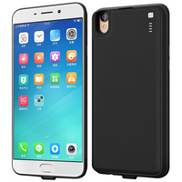 酷波 Quboo OPPO R9 手机背夹电池/背夹充电宝 3700毫安 纤薄无下巴软胶手机壳移动电源 黑色 适用于OPPO R9