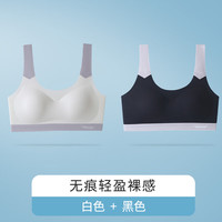 猫人 MIIOW女大童内衣发育期13岁高中生女孩儿童背心初中生少女文胸 白+黑 【宽肩带 运动防震透气】 170 (XL) 100-120斤