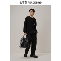 太平鸟男装休闲毛衣秋季坑条暗纹肌理休闲毛衫针织衫男秋季 黑色 第一批 2XL