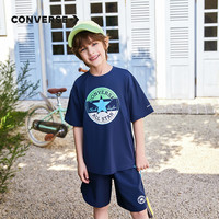 Converse匡威儿童装男童短袖T恤速干凉感夏季女童夏装中大童半袖t 藏青蓝 110 /52 【身高98-104cm】 110/52（4）