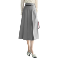 伊芙丽（eifini）伊芙丽学院风复古百搭显瘦设计感前后不对称压褶裙子2025春季新款   80-105斤