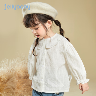 JELLYBABY【甜美清新】2024年春秋季新款女童儿童衬衫纯色翻领学生