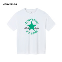 Converse匡威童装男女童凉感短袖T恤夏季舒适透气宽松版型儿童短T 白色/深薄荷 130 /64 【身高116-122cm】