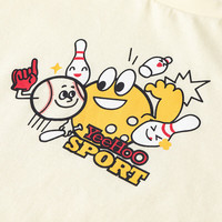 YeeHoO英氏男童女童t恤夏装纯棉开肩 夏季中大童短袖T恤 米白YRTCJ2Q733A 120 cm 120cm