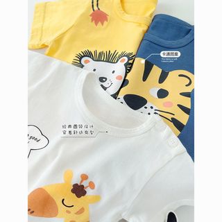 咔咔熊猫婴儿短袖T恤衣服纯棉女童男童童装半袖上衣0岁1幼儿3宝宝