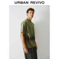 UR2025春季新款男装时尚休闲设计感撞色圆领短袖T恤UL450060 黄绿