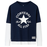 Converse 匡威童装男童假两件长袖T恤春秋新款儿童纯棉长T打底衫 150 /72 【建议身高140-152cm】