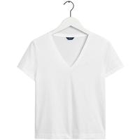 【100%棉】GANT/甘特女士简约通勤风纯色百搭V领上衣重磅短袖T恤