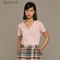 【100%棉】GANT/甘特女士简约通勤风纯色百搭V领上衣重磅短袖T恤 下单必看！ M