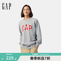 Gap 男女装2025春季法式圈织爱心刺绣logo卫衣休闲上衣721023 浅灰色 S (165/88A)亚洲尺码