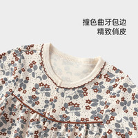 babylove女宝宝连体衣有机棉春秋款婴儿哈衣中开爬服碎花百搭