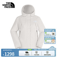 THE NORTH FACE 北面 冲锋衣女防水透气单层连帽夹克外套25|8DFA QLI/米白色 M /160