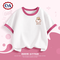 C&A女童短袖t恤2025童装夏装衣服儿童夏季半袖衣服 萌狐K白红 110