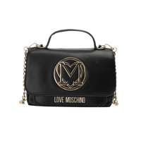 LOVE MOSCHINO 莫斯奇诺女士PU金属logo按扣翻盖手提斜挎包300154