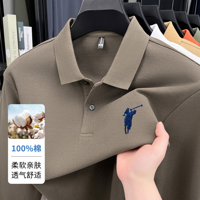 CREAZIONI 春季男式polo衫胸口刺绣设计亲肤面料长袖T恤衫