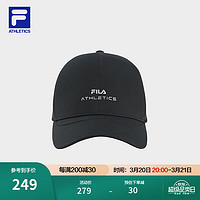 FILA 官方情侣款棒球帽2025春季新款健身运动帽遮阳帽鸭舌帽 正黑色-BK XS