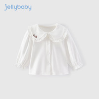 JELLYBABY女童白色衬衫秋宝宝纯棉上衣秋季儿童春秋款女法式衬衣百搭 米白 130 CM