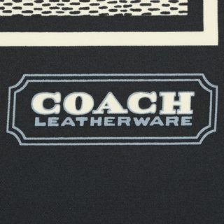 COACH 女士复古签名印花丝绸方形围巾,蓝色,午夜海军蓝,均码, 午夜海军蓝