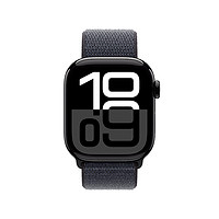 苹果 Apple Watch Series 10 GPS款 智能手表 42mm 亮黑色铝金属表壳 浓墨色回环式运动表带