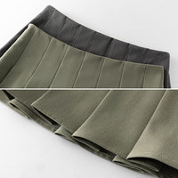 范思蓝恩23FS11193 学院风减龄百褶短裙女春秋季高腰a字半身裙子 烟绿色 S