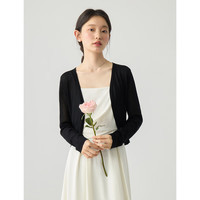 自巧小个子法式开衫空调衫薄款针织衫女2024夏季上衣 谧黑色 L (5码)