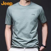 吉普（JEEP）短袖T恤男夏季圆领宽松男士透气休闲百搭凉感衣服男装 军绿 3XL 