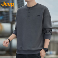吉普（JEEP）卫衣男春秋季宽松长袖T恤男士休闲潮流衣服男装 深灰 3XL 