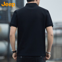 吉普（JEEP）T恤男士短袖春夏季Polo商务休闲衫潮流宽松衣服男装 黑色 3XL 