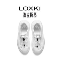LOXKI/洛克斯基Alpha洞洞鞋男夏季户外运动凉鞋厚底洞洞鞋 彩云白+鞋花 40