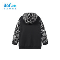 361°儿童童装春春秋男童中大童时尚百搭连帽卫衣 黑色 160