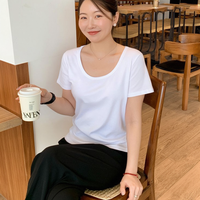 唐狮集团DESSO大领口短袖t恤女高级感桑蚕丝u领T低领上衣BD-1222