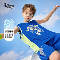 迪士尼童装儿童t恤男童短袖t恤夏季女孩休闲打底衫宝宝时尚半袖上衣 炫目蓝【男】 110 cm
