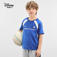 迪士尼童装儿童t恤男童短袖t恤夏季女孩休闲打底衫宝宝时尚半袖上衣 宝蓝【男】 120 cm