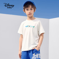 迪士尼童装儿童t恤男童短袖t恤夏季女孩休闲打底衫宝宝时尚半袖上衣 本白【男】 160 cm